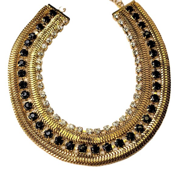 Gold and Black Choker Necklace BRIDAL Necklace - Picture 5 of 10